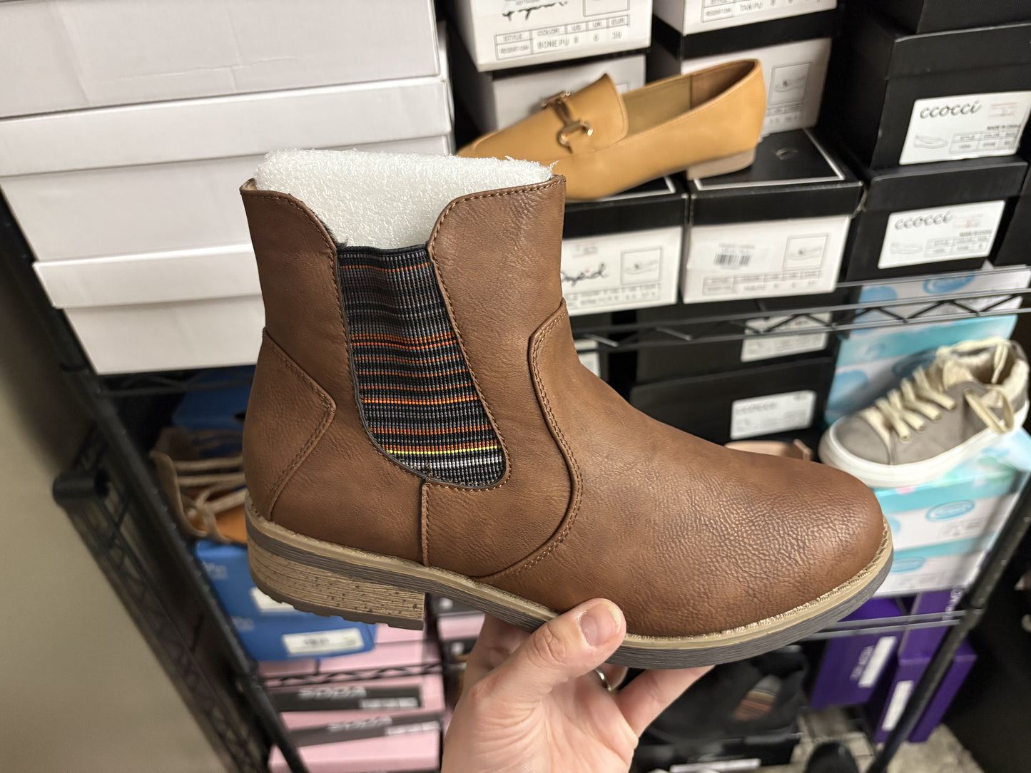 Brown Boot with pop of color